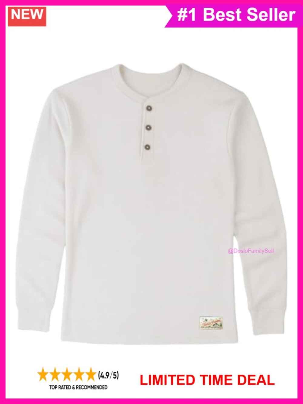 Double Layer Thermal Henley Long Sleeve Pullover Button Neck